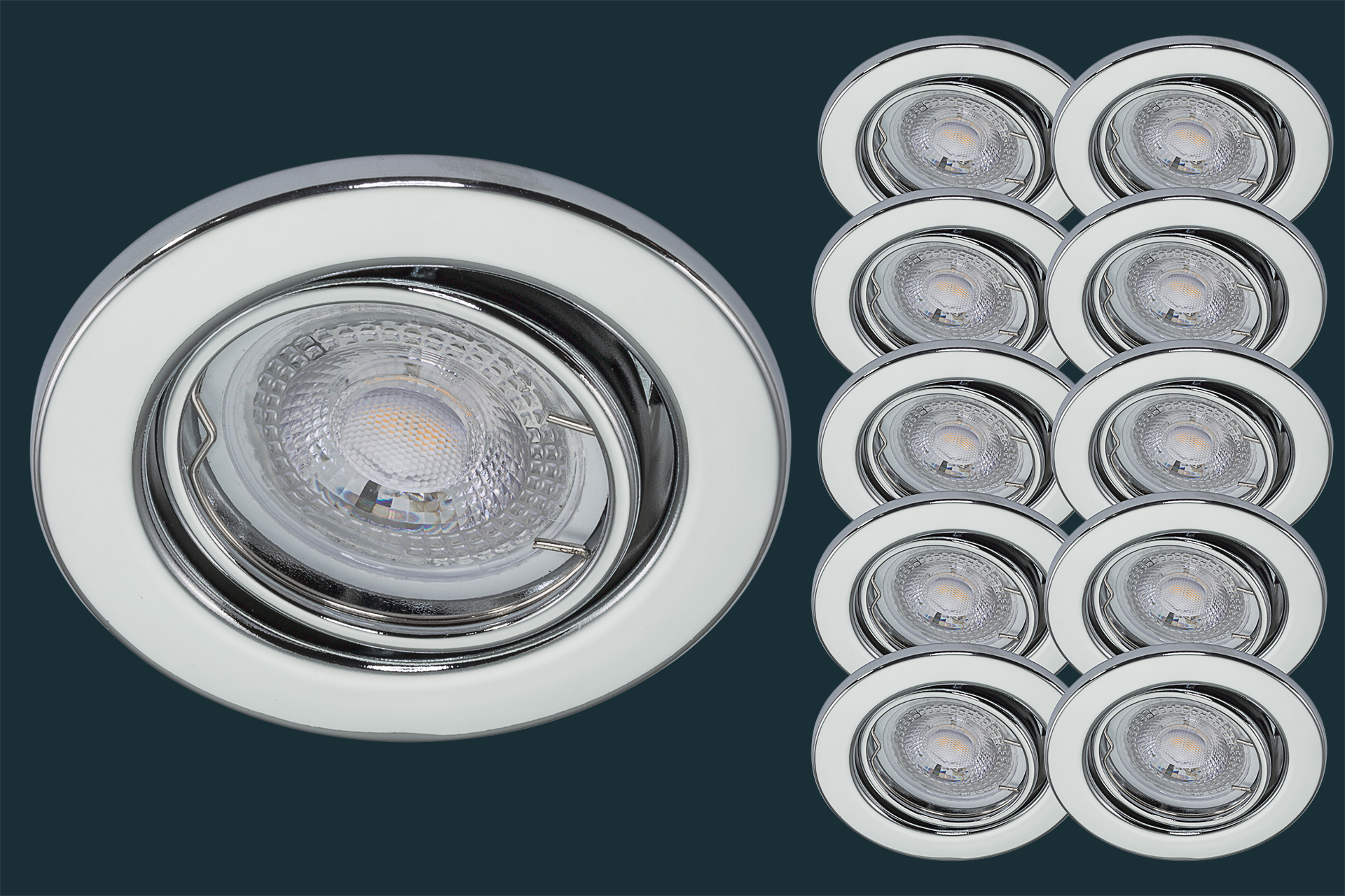 Farlux 10er Set LED Einbaustrahler flach 5W MR50 38°