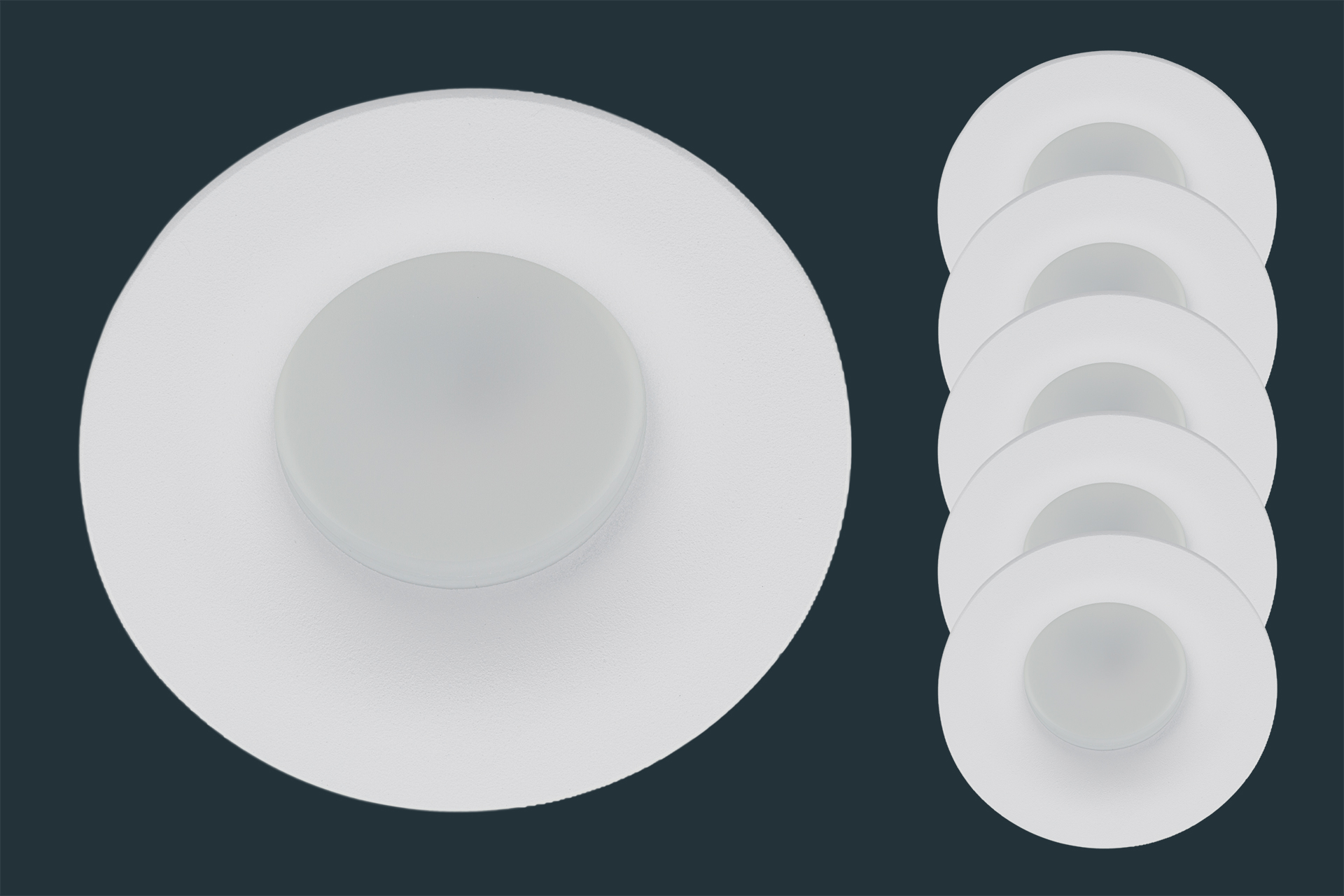 5er Set LED Einbaustrahler CURVED, rund, weiß