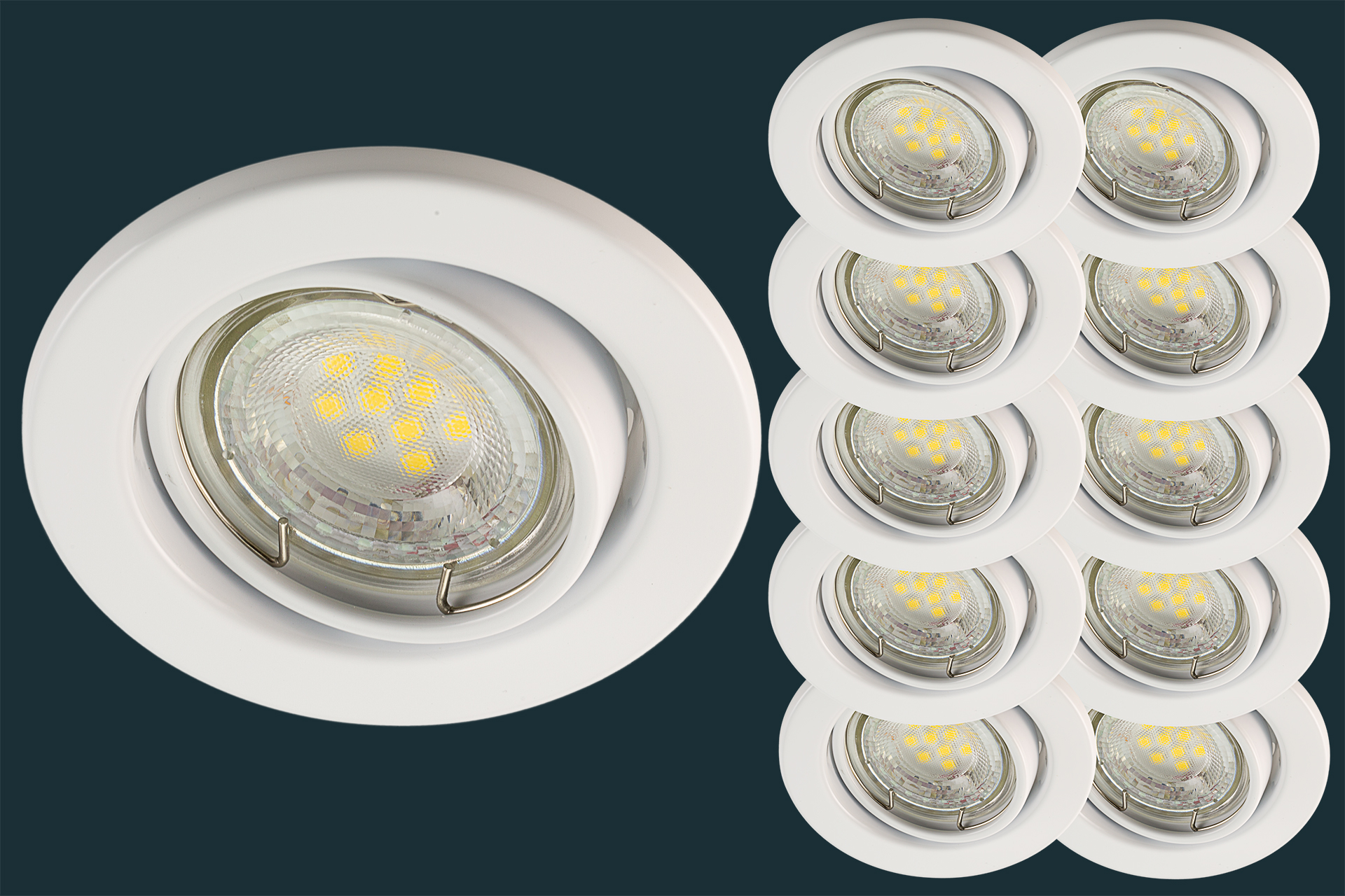 10er Set LED-Einbaustrahler 230V, 2.5W - 450LM - EEK-A, weiß