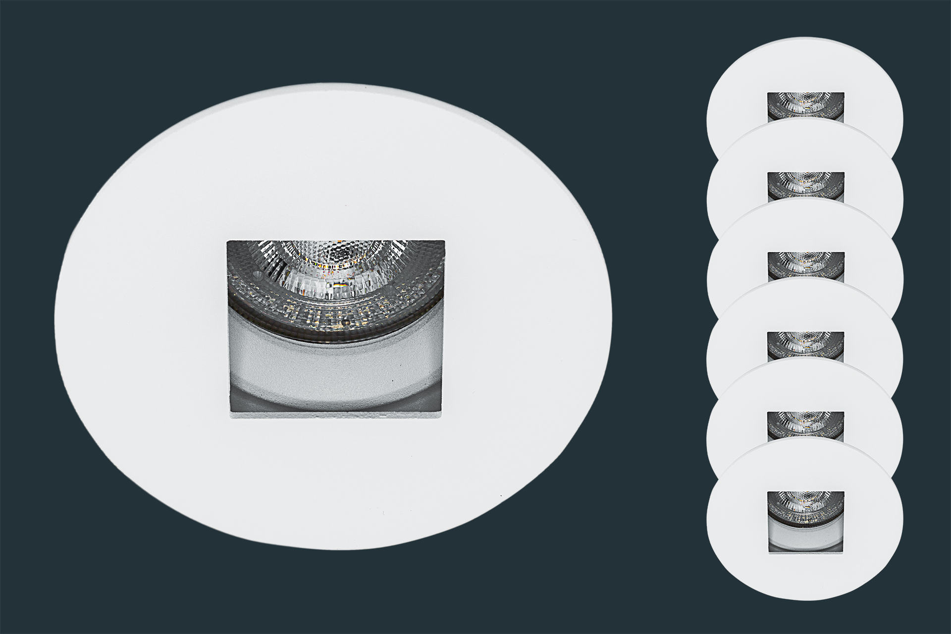 6er Set LED Einbaustrahler SQUARE, rund, weiß