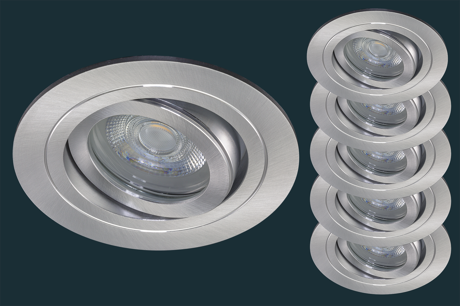 5er Set LED Einbaustrahler SOLID ALU ADV IP44, schwenkbar, aluminium