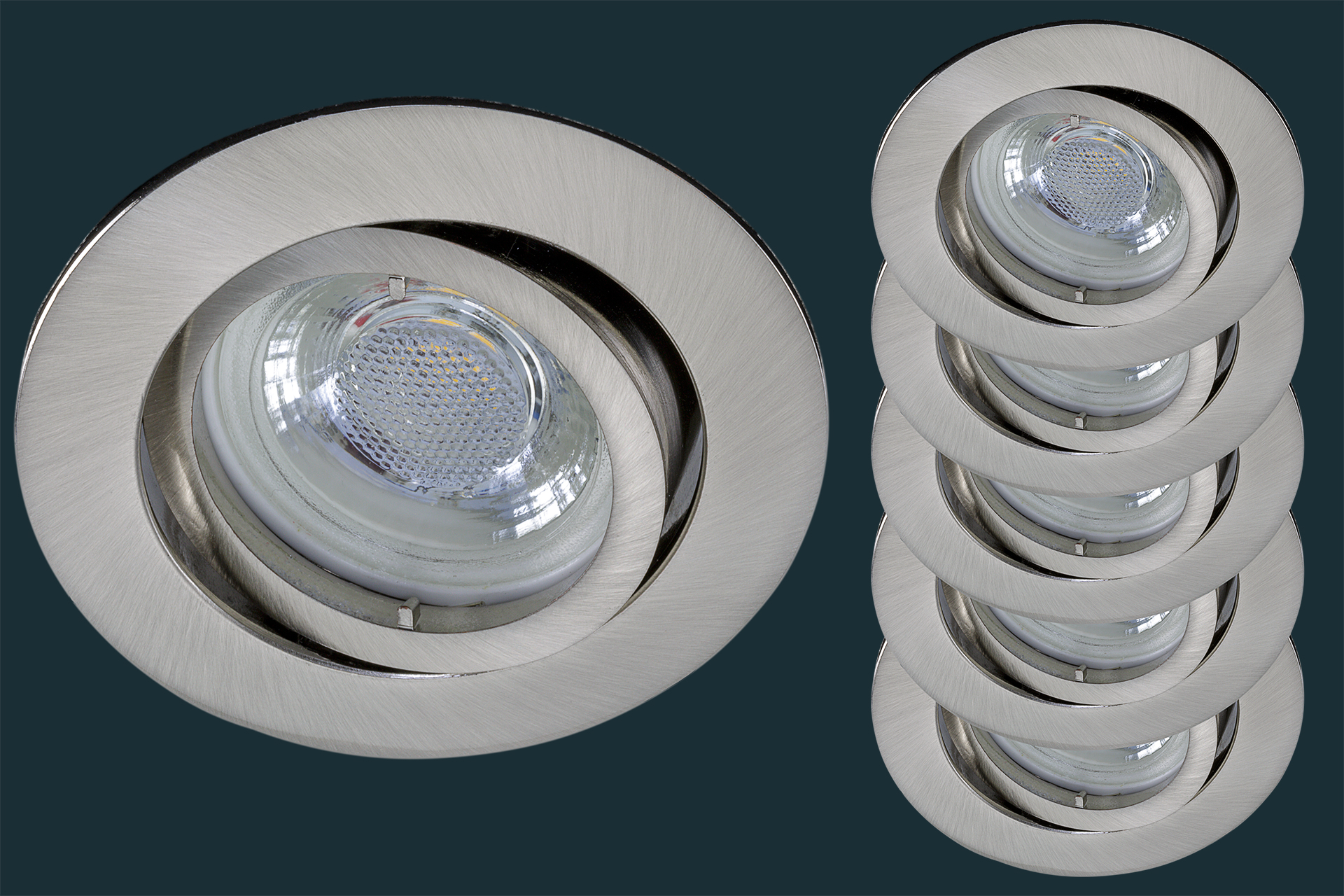 5er Set LED Einbaustrahler flach FLAT DIM 38, matt-chrom