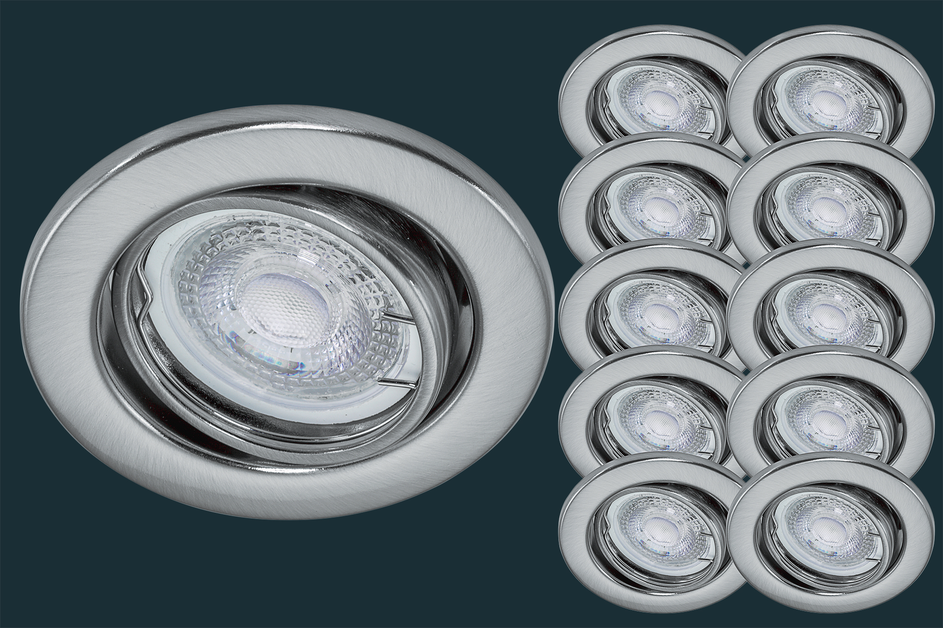 10er Set LED Einbaustrahler flach 5 Watt, MR50 38°