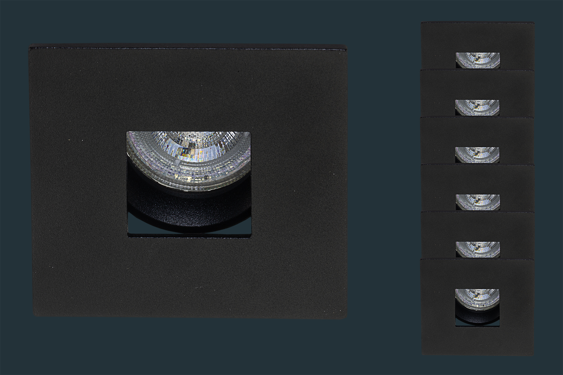 6er Set LED Einbaustrahler SQUARE, eckig, schwarz