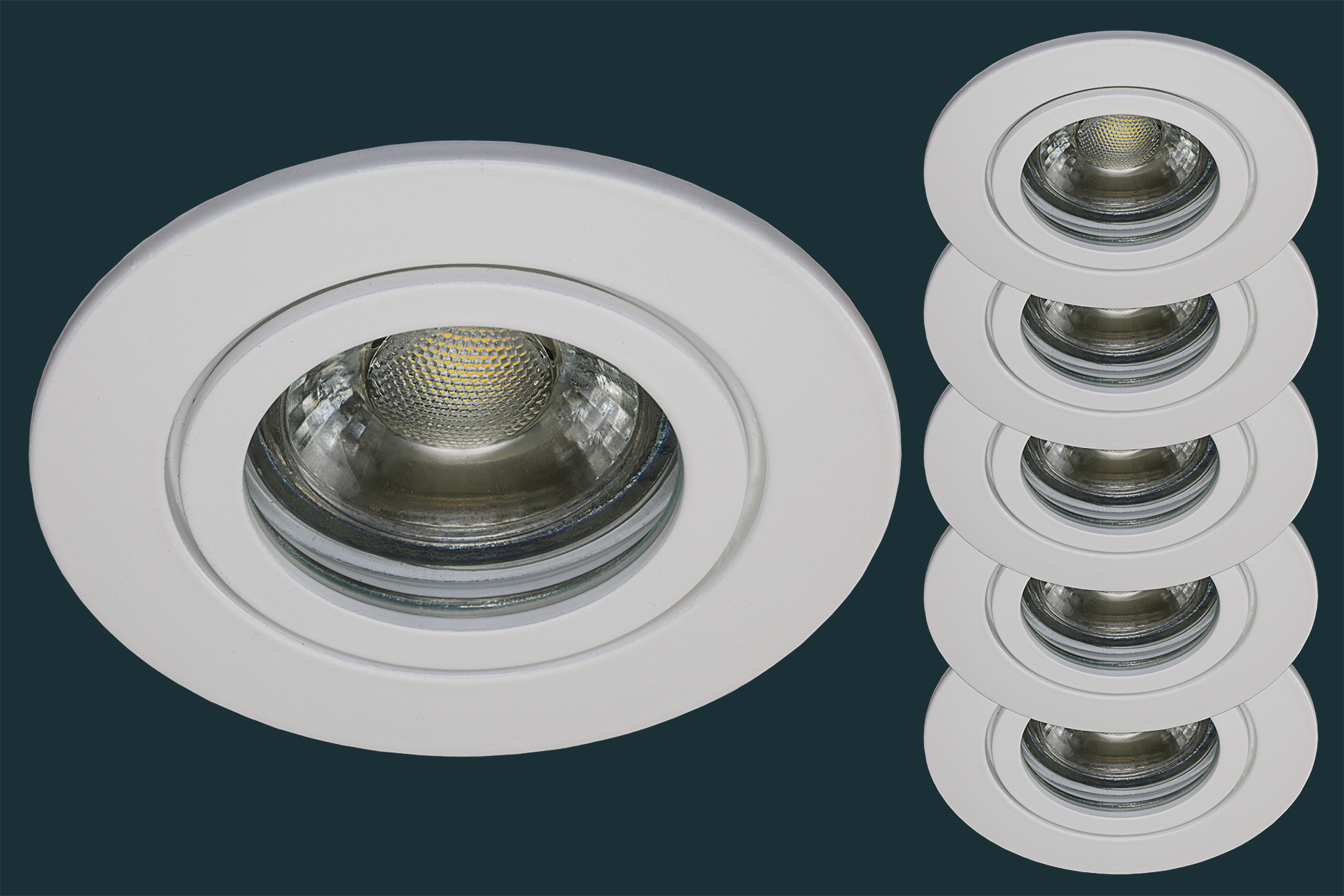 5er Set LED Einbaustrahler SOLID ALU IP44, weiß