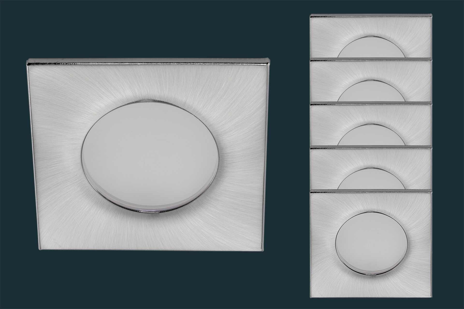 5er Set LED Einbaustrahler FLOOD IP44, eckig, matt-chrom