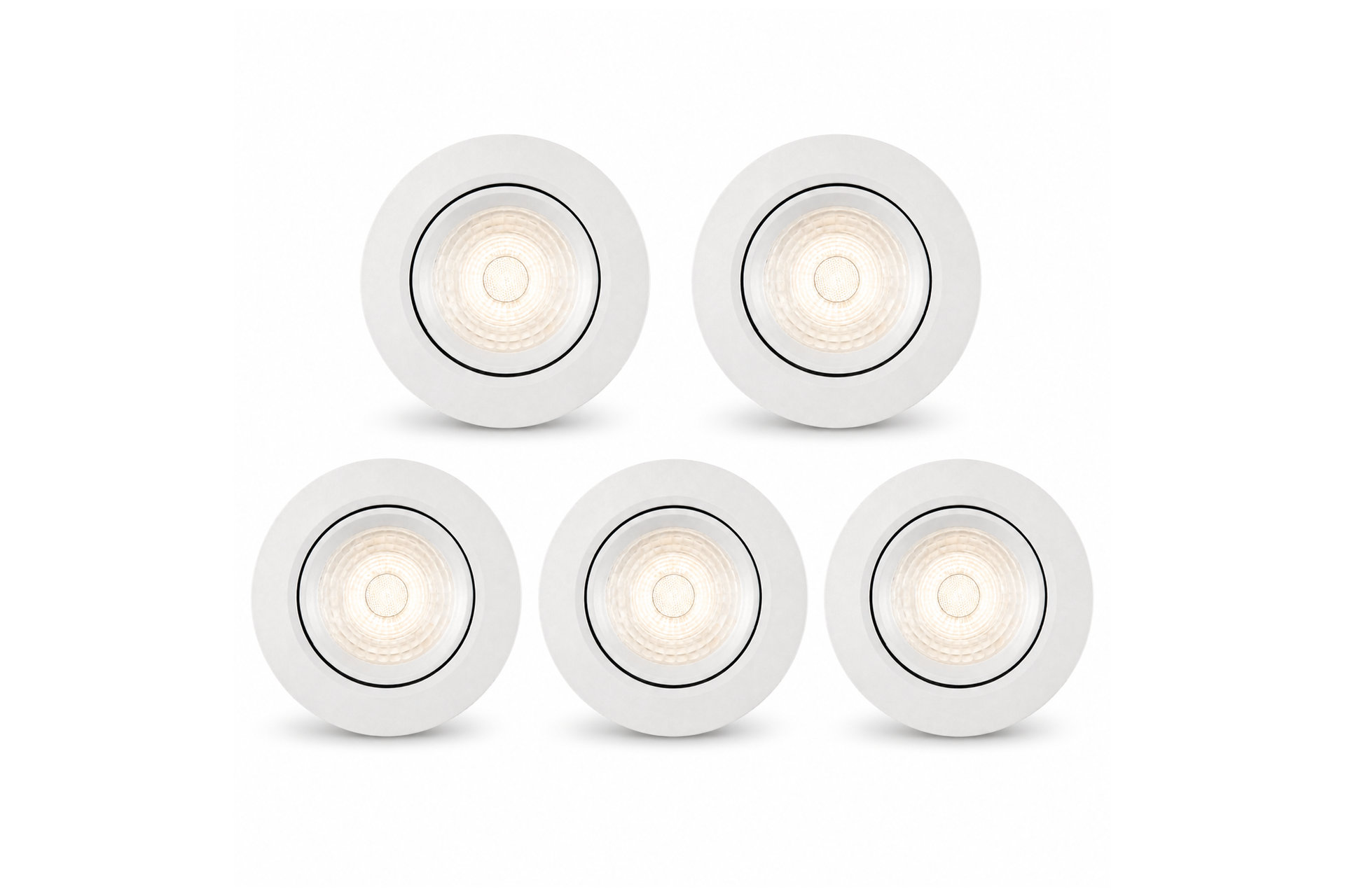 5er Set LED Einbauspot NUVA weiß schwenkbar – 230V ohne Trafo, flach