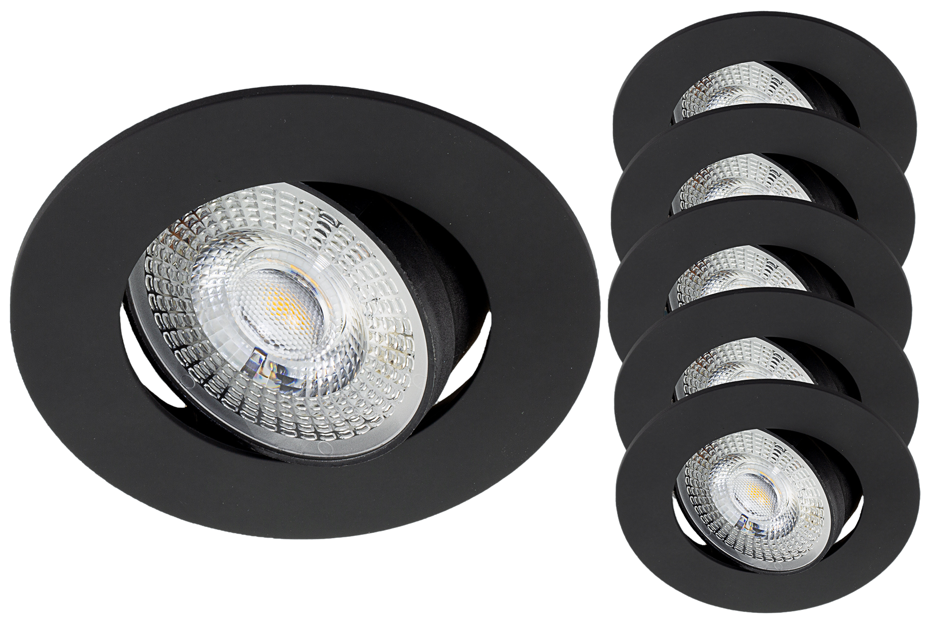 5er Set LED Einbaustrahler SPOT 5W, schwarz