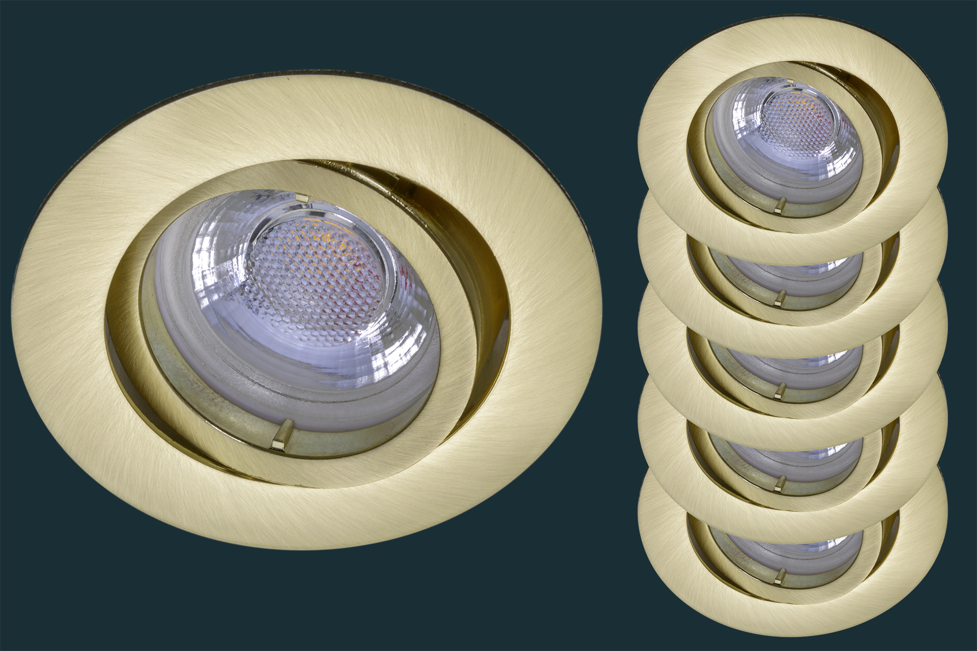 5er Set LED Einbaustrahler flach FLAT DIM 38, matt-chrom