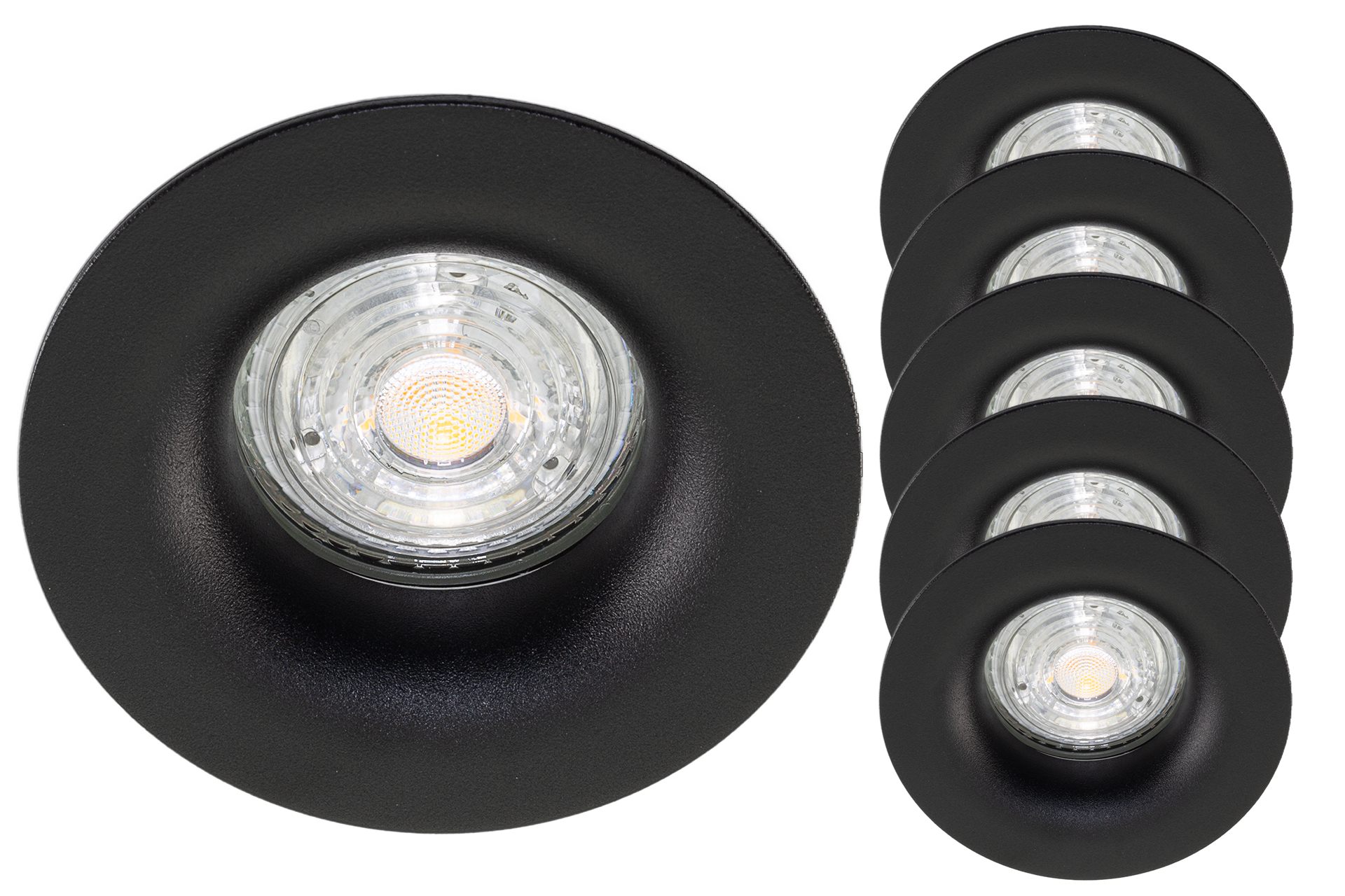 5er Set LED Einbaustrahler CURVED BASE, rund, schwarz