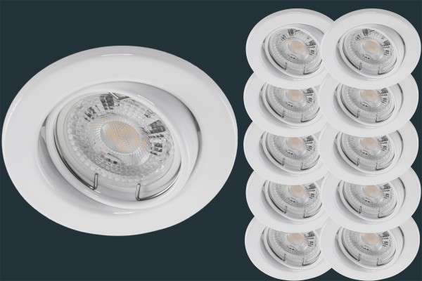 10er Set LED Einbaustrahler 5 Watt, weiß