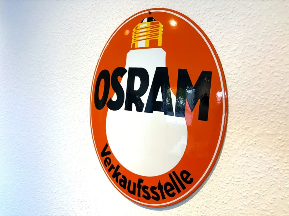 Ovales Emailleschild: OSRAM Verkaufsstelle